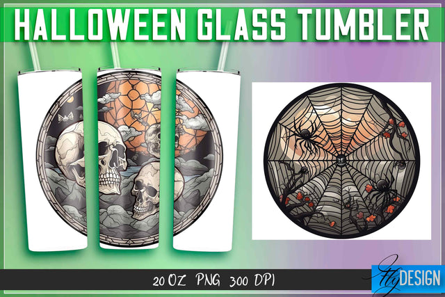 Halloween Glass Tumblers Wrap 20 oz. Sublimation Fly Design 
