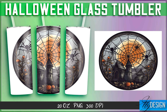 Halloween Glass Tumblers Wrap 20 oz. Sublimation Fly Design 