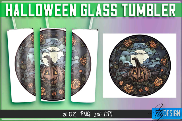Halloween Glass Tumblers Wrap 20 oz. Sublimation Fly Design 