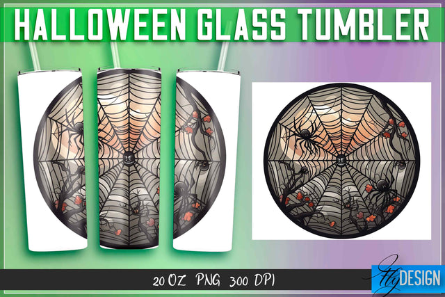 Halloween Glass Tumblers Wrap 20 oz. Sublimation Fly Design 