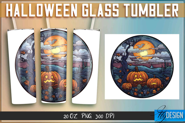 Halloween Glass Tumblers Wrap 20 oz. Sublimation Fly Design 
