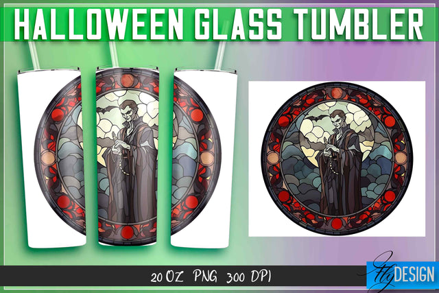 Halloween Glass Tumblers Wrap 20 oz. Sublimation Fly Design 