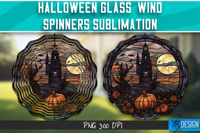Halloween Glass Wind Spinners Sublimation Sublimation Fly Design 