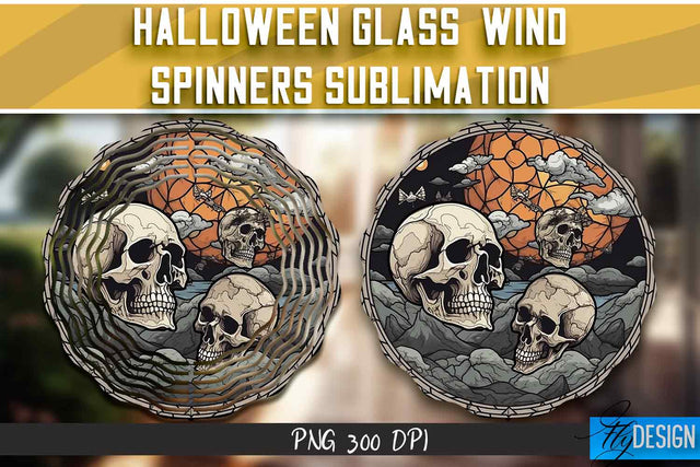 Halloween Glass Wind Spinners Sublimation Sublimation Fly Design 