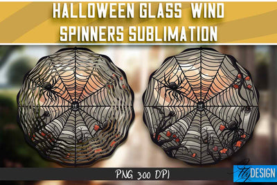 Halloween Glass Wind Spinners Sublimation Sublimation Fly Design 