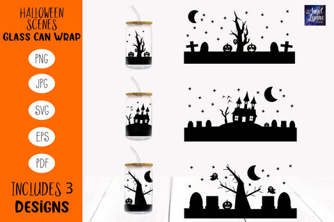 Halloween Glass Wrap Bundle | Halloween Pattern Glass Wrap SVG Angel Lynne Designs 