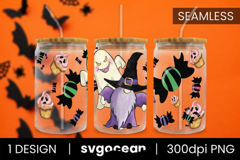Halloween Gnome Can Glass Wrap Sublimation Sublimation SvgOcean 