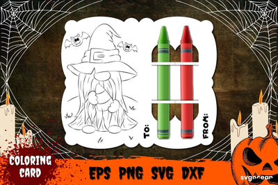 Halloween Gnome Coloring Card Svg SVG SvgOcean 