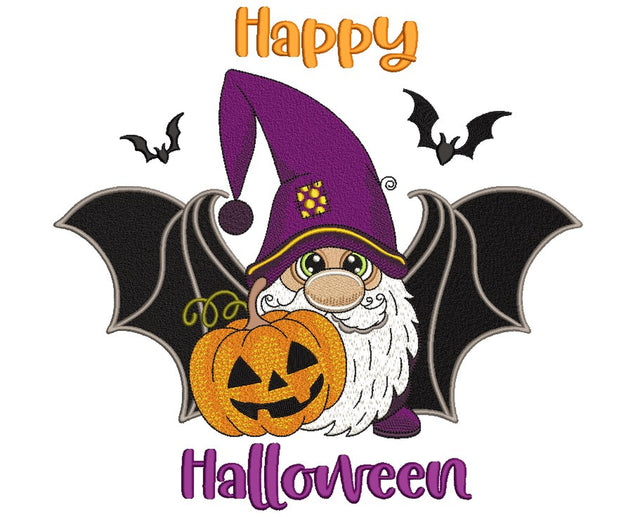 Halloween Gnome Embroidery Design, Happy Halloween Embroidery File, 3 sizes, Instant Download Embroidery/Applique DESIGNS Nino Nadaraia 