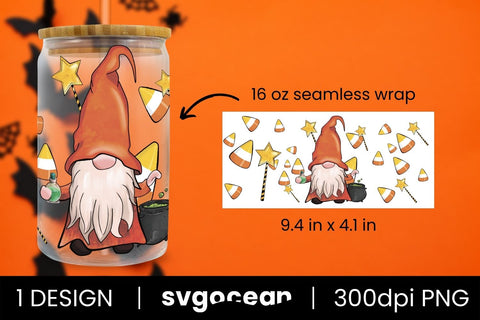 Halloween Gnome Libbey Wrap Sublimation SvgOcean 