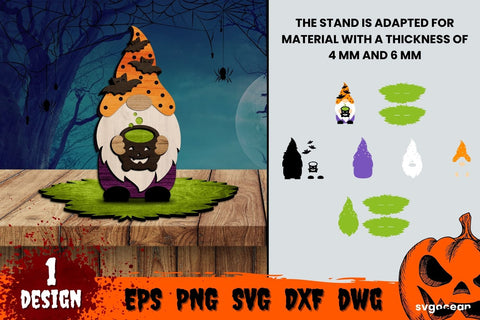Halloween Gnome Multilayered Laser Cut Design | Svg Bundle | Glowforge SVG SvgOcean 