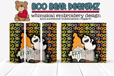 Halloween Gnome Sublimation tumbler wrap Sublimation Boo Bear Designz 