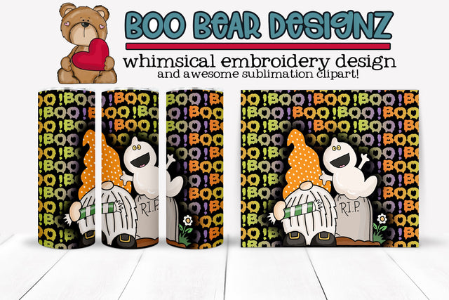 Halloween Gnome Sublimation tumbler wrap Sublimation Boo Bear Designz 