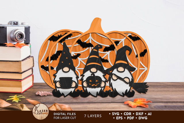 Halloween Gnomes Laser Cut Template SVG LaserCutano 