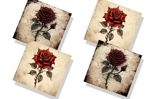 Halloween Gothic Red Rose backgrounds bundle Sublimation Regulrcrative 