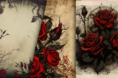 Halloween Gothic Red Rose backgrounds bundle Sublimation Regulrcrative 