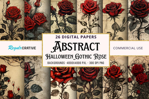 Halloween Gothic Red Rose backgrounds bundle Sublimation Regulrcrative 