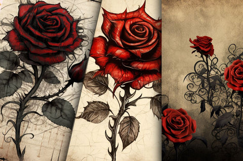 Halloween Gothic Red Rose backgrounds bundle Sublimation Regulrcrative 