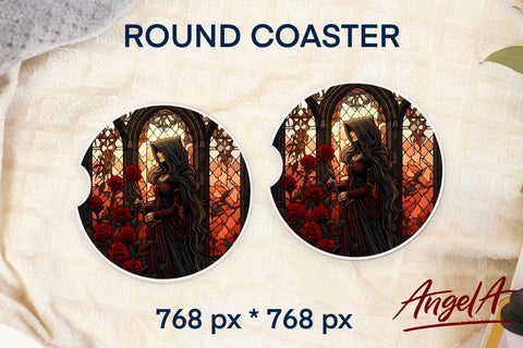 Halloween gothic round coasters bundle sublimation / skull Sublimation Angelina Semenova 