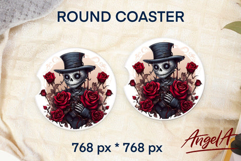 Halloween gothic round coasters bundle sublimation / skull Sublimation Angelina Semenova 