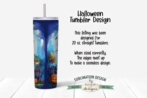 Halloween Haunted House Blue 20 oz Seamless Tumbler Design Sublimation Ewe-N-Me Designs 