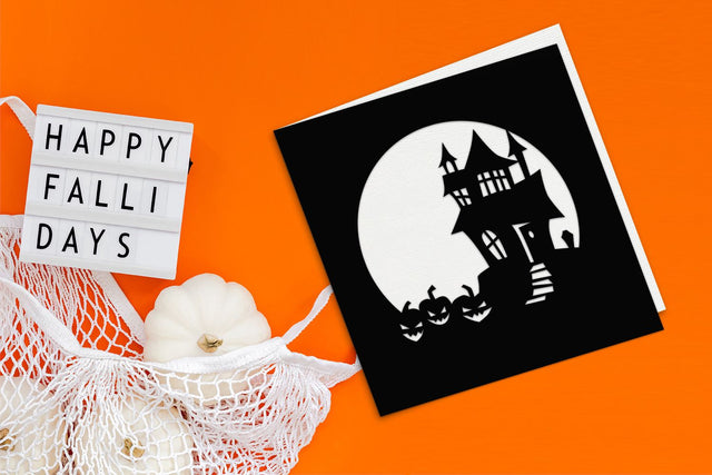 Halloween Haunted House Papercut Card SVG SVG Risa Rocks It 