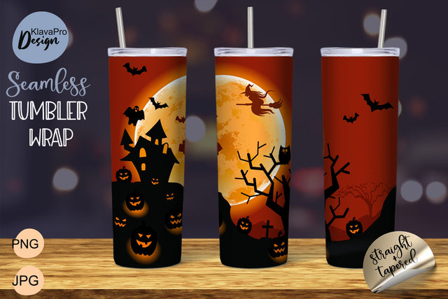 Halloween haunted house | Seamless Pattern for Tumbler 20 oz Sublimation Wrap Sublimation Klava P 