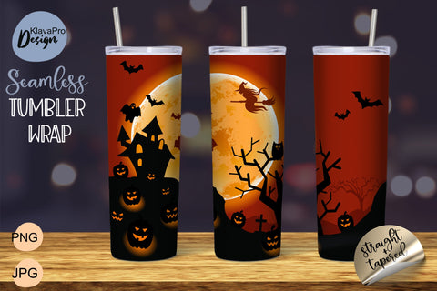 Halloween haunted house | Seamless Pattern for Tumbler 20 oz Sublimation Wrap Sublimation Klava P 