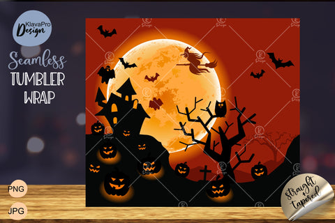 Halloween haunted house | Seamless Pattern for Tumbler 20 oz Sublimation Wrap Sublimation Klava P 