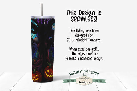Halloween Haunted House Stained Glass 20 oz Seamless Tumbler Design Sublimation Ewe-N-Me Designs 