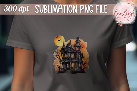 Halloween Haunted House T-shirt PNG Sublimation Luvleigh Digitals 