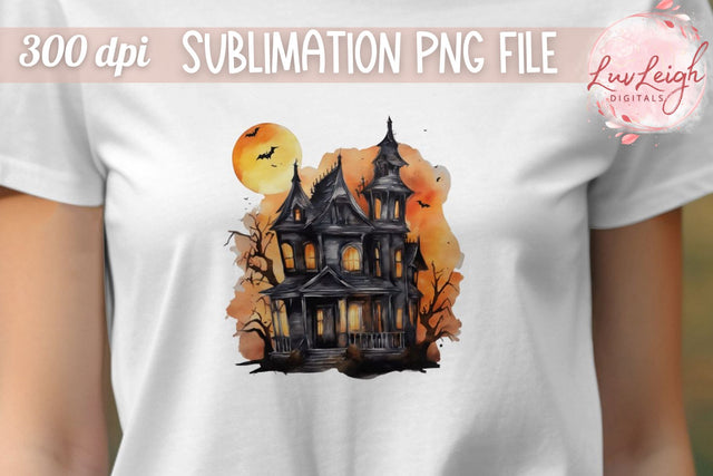 Halloween Haunted House T-shirt PNG Sublimation Luvleigh Digitals 