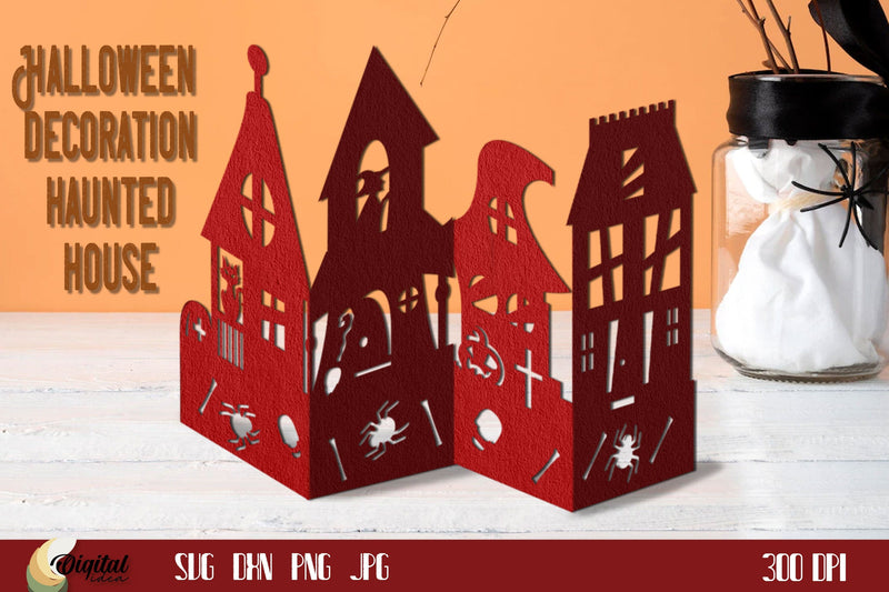 Halloween Haunted Houses Paper Cut. Decorations SVG. 3D Paper Evgenyia Guschina 