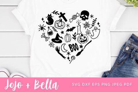 Halloween Heart SVG, Pumpkin Svg, Heartbeat Svg, Spooky Svg, Halloween Shirt Svg, Png, Svg files for Cricut, Silhouette, Sublimation Designs SVG Jojo&Bella 