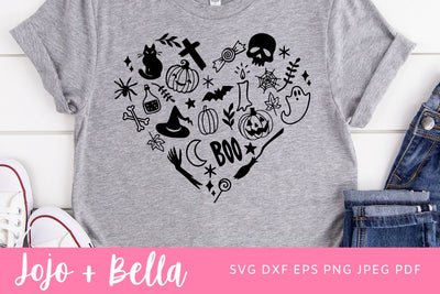 Halloween Heart SVG, Pumpkin Svg, Heartbeat Svg, Spooky Svg, Halloween Shirt Svg, Png, Svg files for Cricut, Silhouette, Sublimation Designs SVG Jojo&Bella 