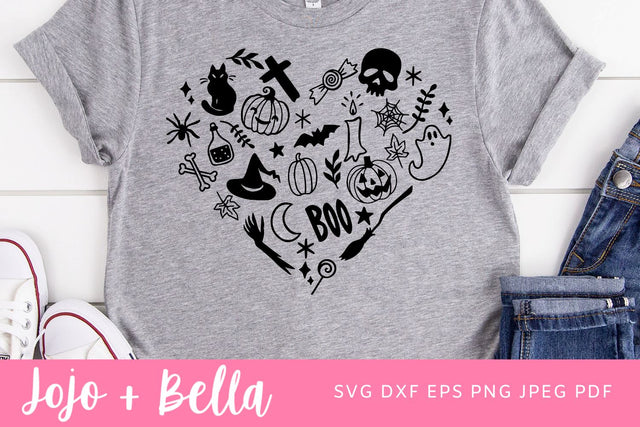 Halloween Heart SVG, Pumpkin Svg, Heartbeat Svg, Spooky Svg, Halloween Shirt Svg, Png, Svg files for Cricut, Silhouette, Sublimation Designs SVG Jojo&Bella 