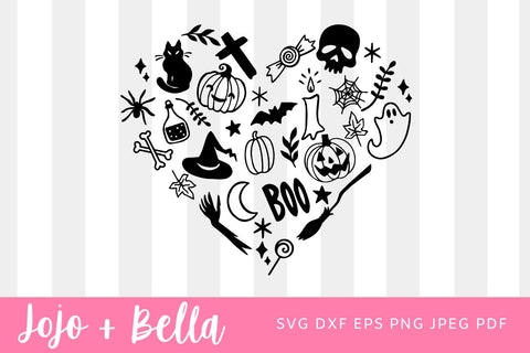 Halloween Heart SVG, Pumpkin Svg, Heartbeat Svg, Spooky Svg, Halloween Shirt Svg, Png, Svg files for Cricut, Silhouette, Sublimation Designs SVG Jojo&Bella 