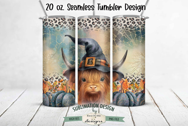 Halloween Highland Cow | 20 oz Seamless Tumbler Design Sublimation Ewe-N-Me Designs 