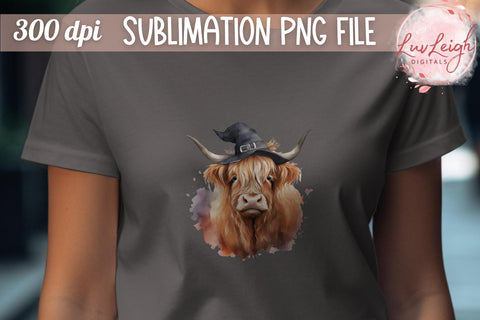 Halloween Highland Cow Tshirt png Sublimation Luvleigh Digitals 