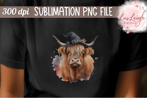 Halloween Highland Cow Tshirt png Sublimation Luvleigh Digitals 