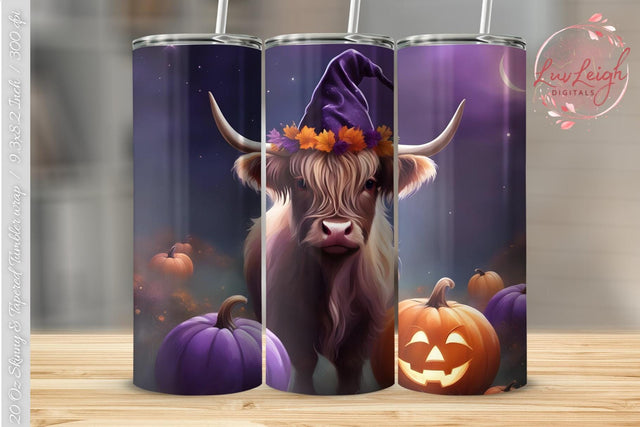 Halloween Highland cow Tumbler wrap Sublimation Luvleigh Digitals 