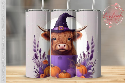 Halloween highland cow Tumbler wrap SVG Luvleigh Digitals 