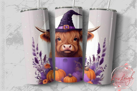 Halloween highland cow Tumbler wrap SVG Luvleigh Digitals 