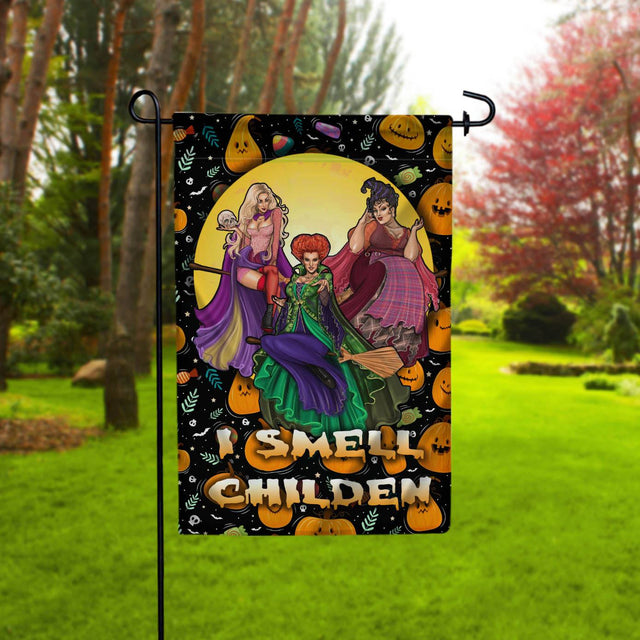 Halloween Hocus Pocus I Smell Children Garden Flag - 12x18 Garden Flag Design Sublimation CaldwellArt 