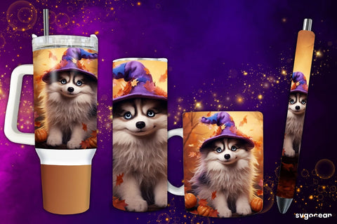 Halloween Husky Wrap Bundle | Tumbler | Mug | Pen Sublimation SvgOcean 