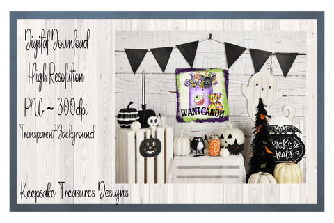 Halloween I want Candy, PNG Sublimation Design, Halloween Sweets, Digital Download Sublimation Keepsake Treasures Designs LLC. 
