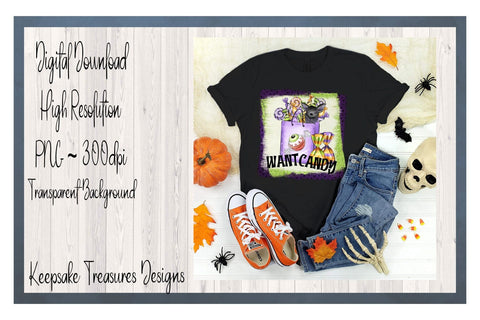 Halloween I want Candy, PNG Sublimation Design, Halloween Sweets, Digital Download Sublimation Keepsake Treasures Designs LLC. 