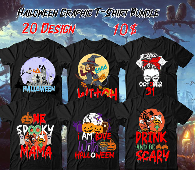 Halloween illustration T-Shirt Design Bundle, Halloween T-Shirt Design Bundle , Halloween Cut File Bundle, Halloween SVG bundle, Halloween quote SVG Set SVG BlackCatsMedia 