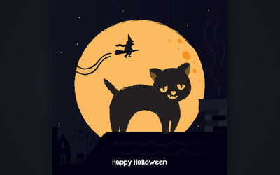 Halloween illustration with black cat on moon background. SVG naemmiah021 