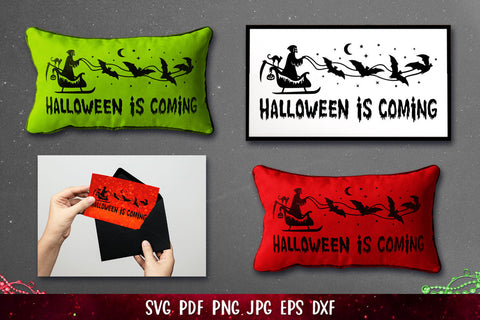 Halloween Is Coming SVG | Halloween Sleigh with Death, Bats SVG goodfox86 